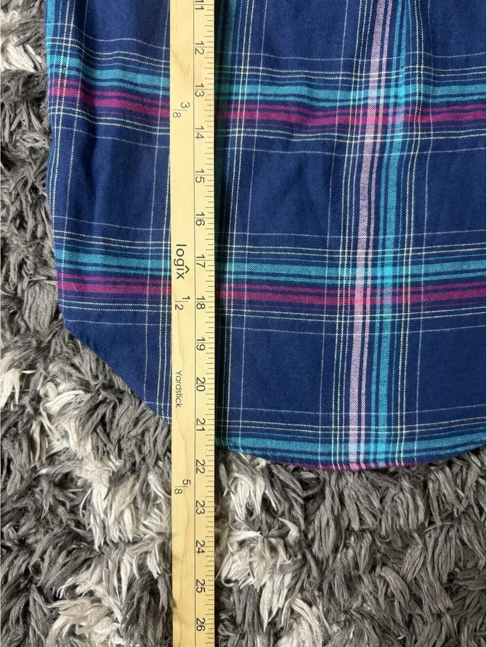 SO Goods For Life Plaid Flannel Shirt Girls Size Small 7 Blue Hooded Button Up